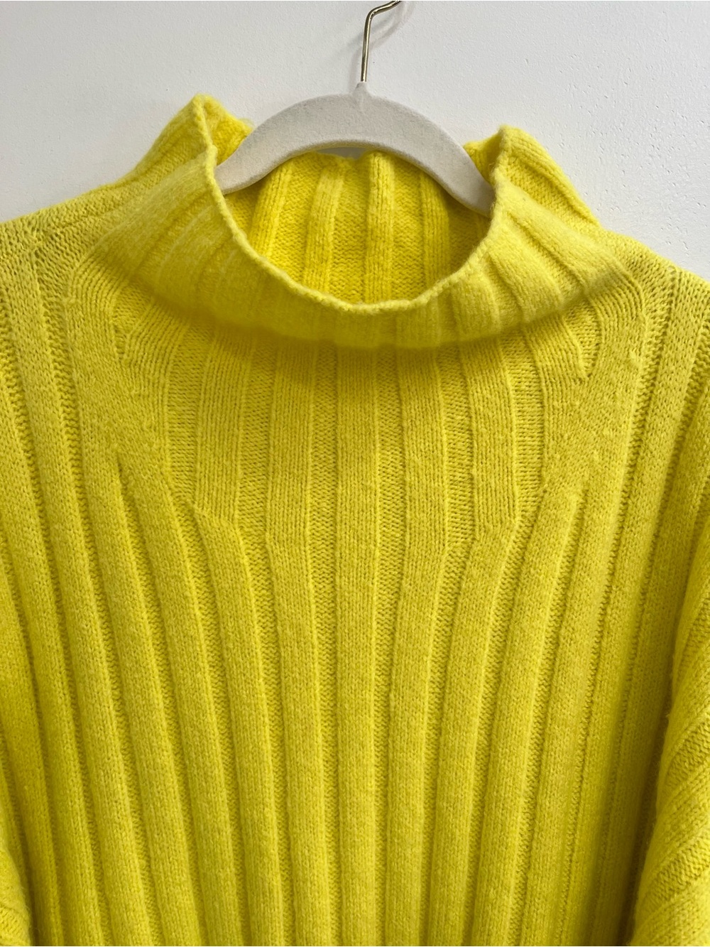 Anthropologie Maeve electric yellow funnel neck sweater mini skirt set wool yak - Picture 4 of 14